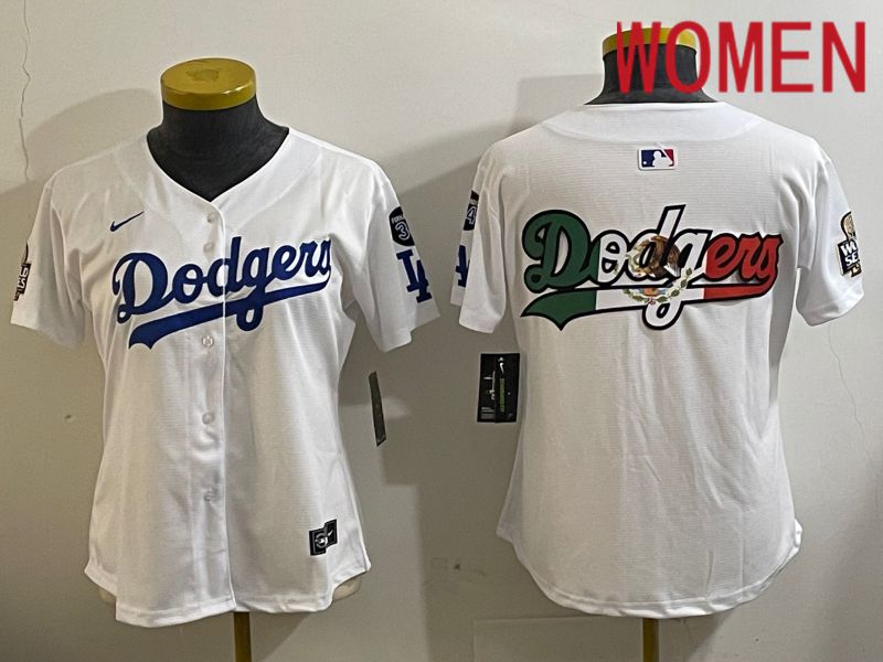 Women Los Angeles Dodgers Blank White Game 2024 Nike MLB Jersey style 112122->women mlb jersey->Women Jersey